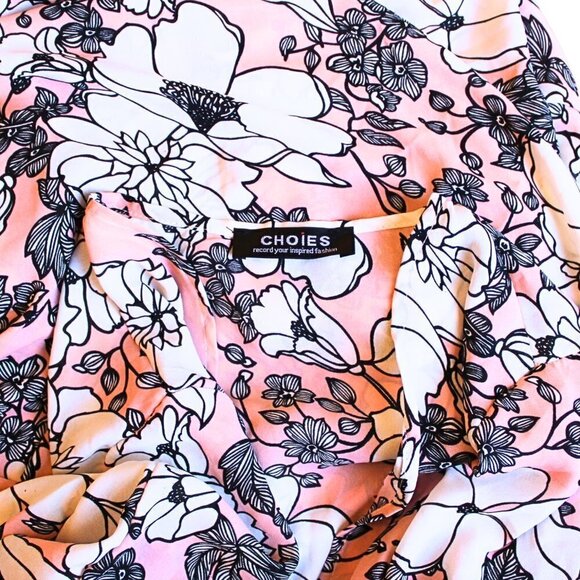 Choies Kimono Pink White Floral Fringe Tops Boho Jacket Cardigan Spring Top - Picture 4 of 6